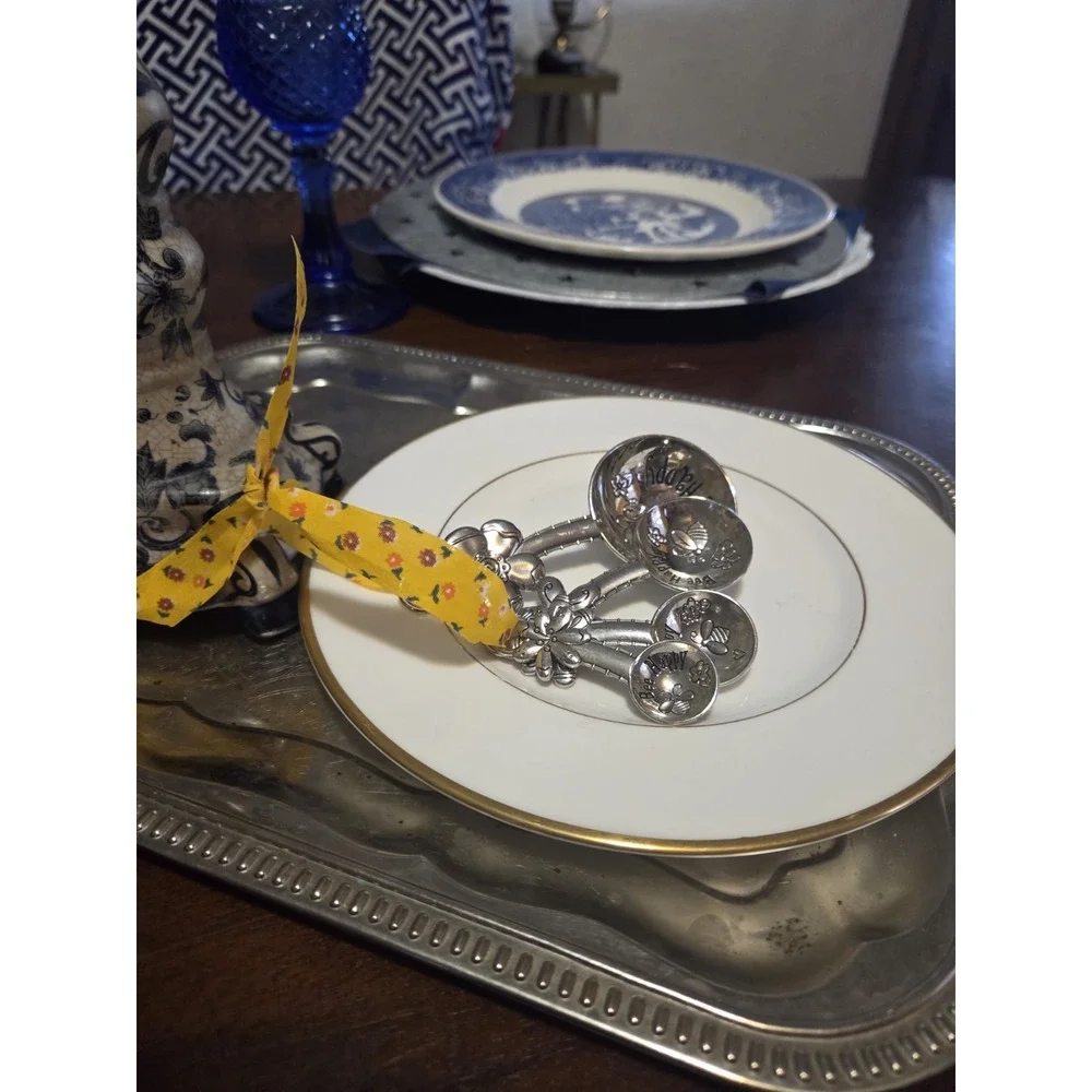 Bee Metal Measuring Spoons And Creamer